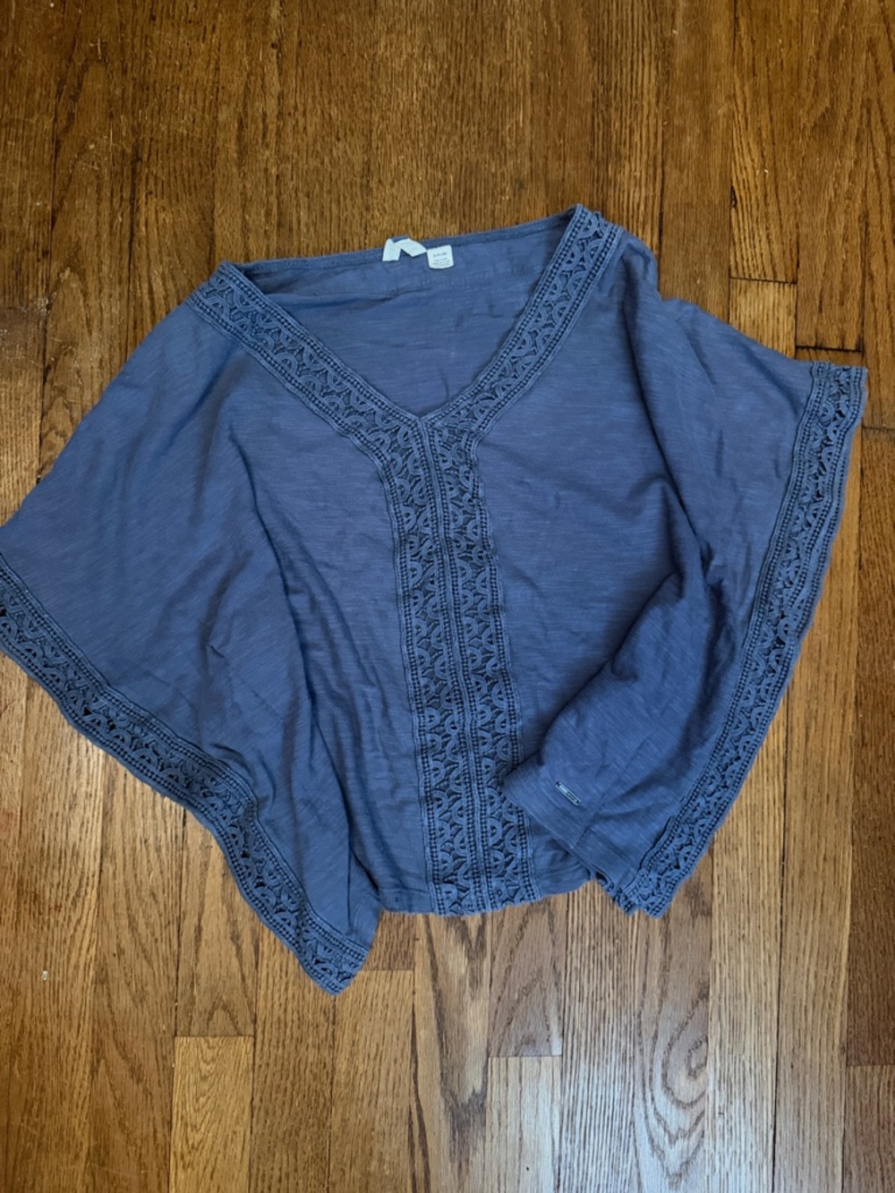 Roxy Crochet-Trim V-Neck Tunic in Slate Blue